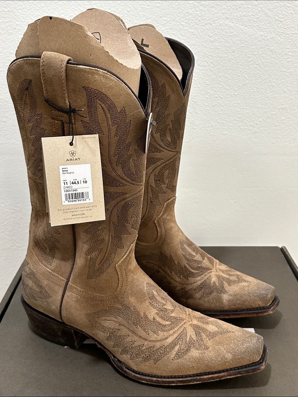 Ariat Tan Suede Western Embroidered Cowboy Boots